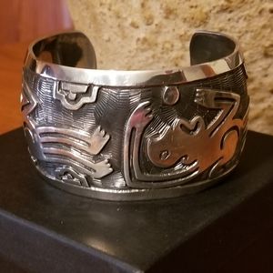 VERY RARE Silpada Sterling Silver Aztec Cuff Bracelet